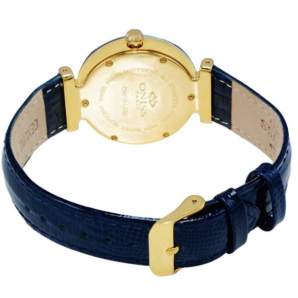 Oniss paris women blue leather watch